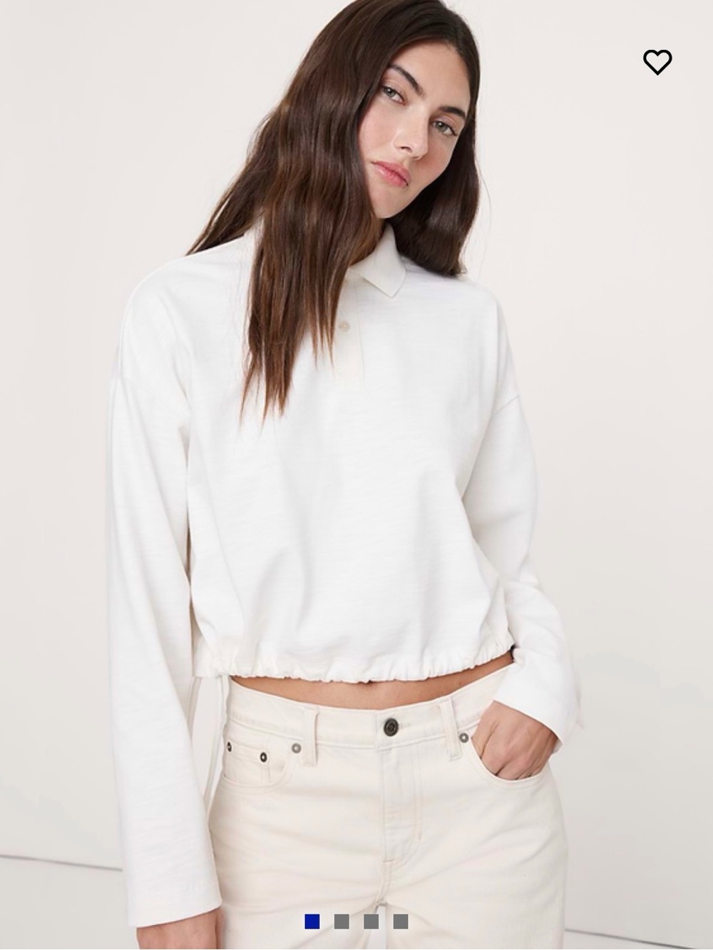 Banana Republic Heavy Cotton Drawstring-Hem Long Sleeve Polo